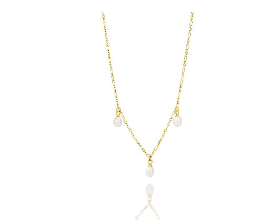 By L - Haf Fínleg Hálsfesti Með 3x Perlum Gyllt