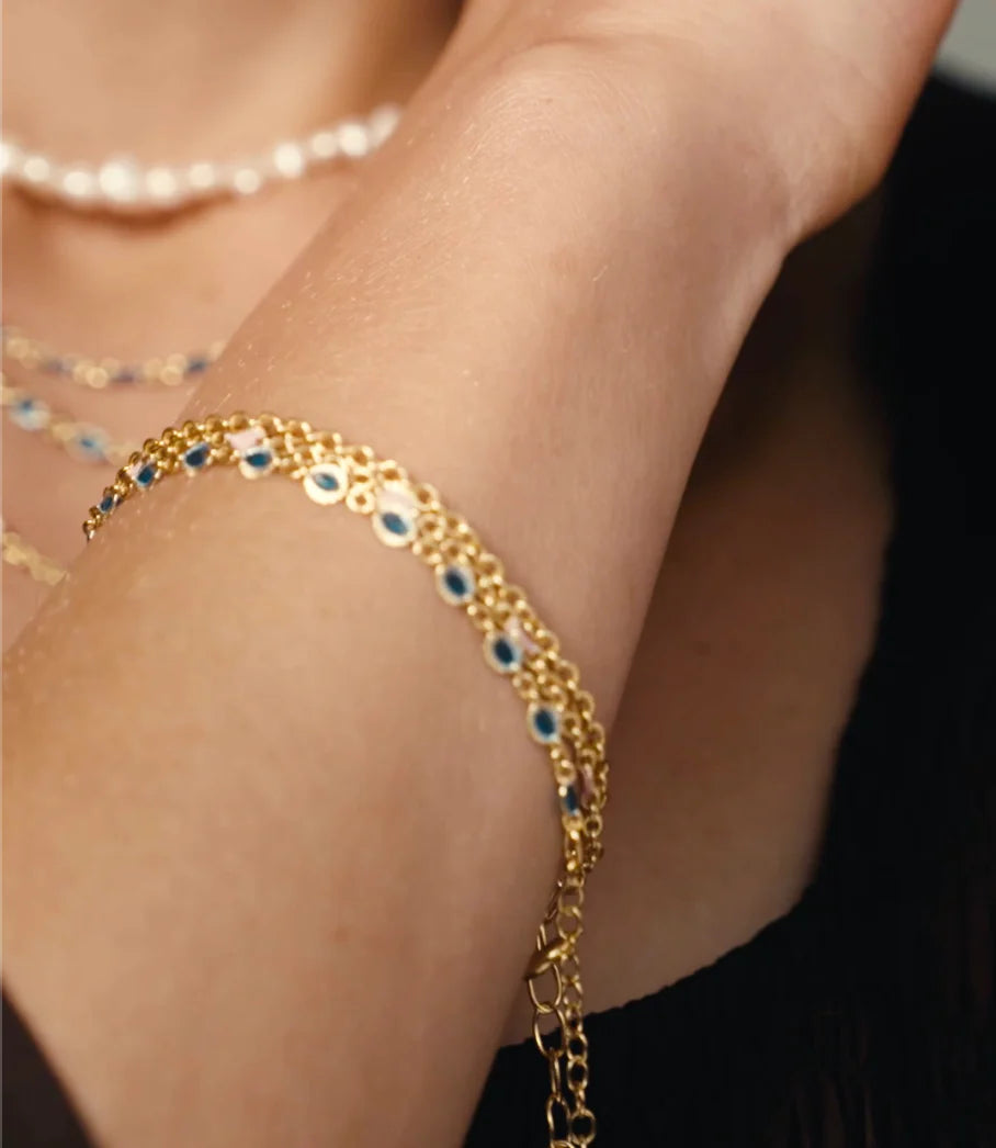 By L - Color Armband með Grænbláu - Gyllt