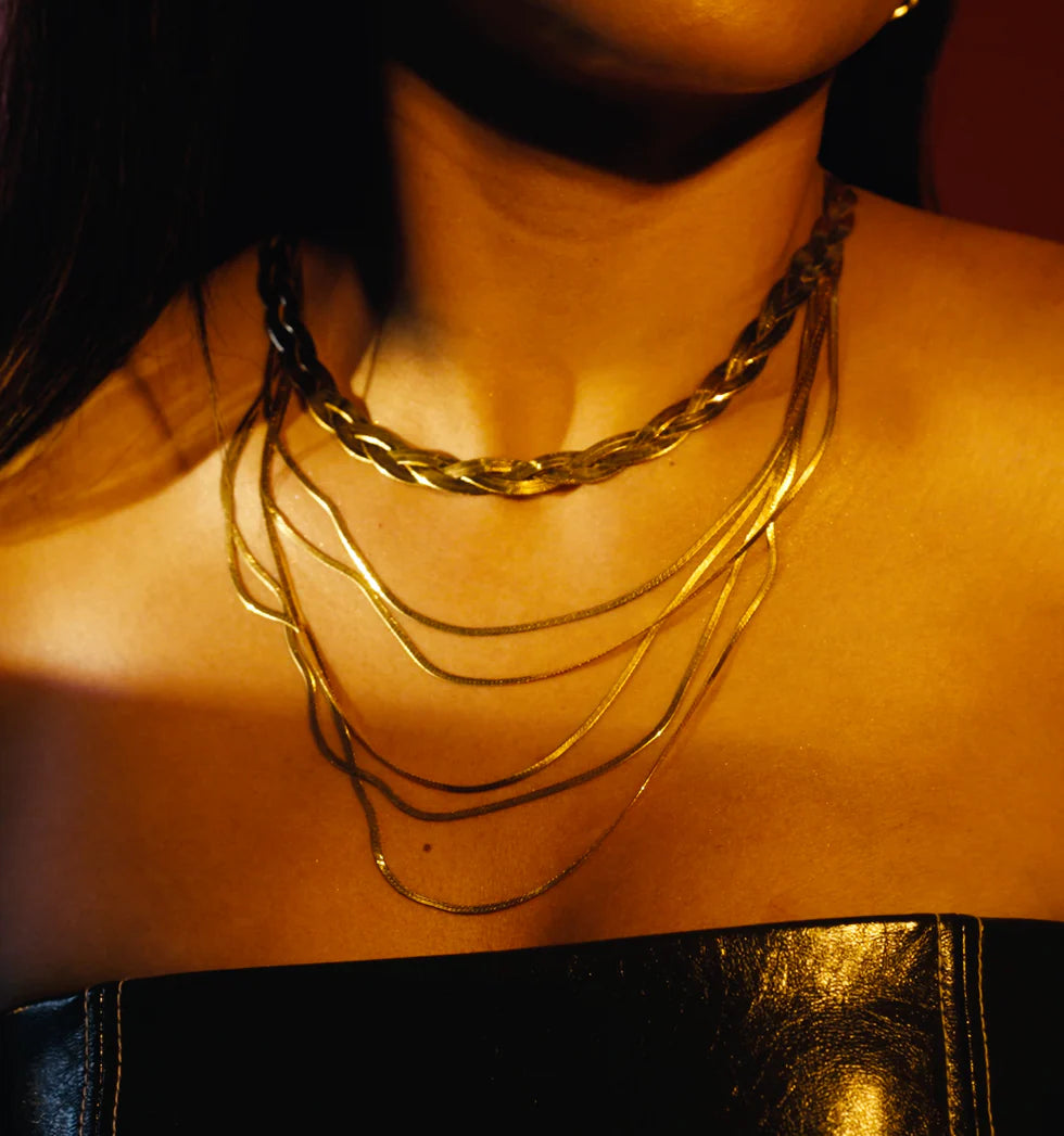 By L - Fossflétta Mirror Hálsmen Gyllt