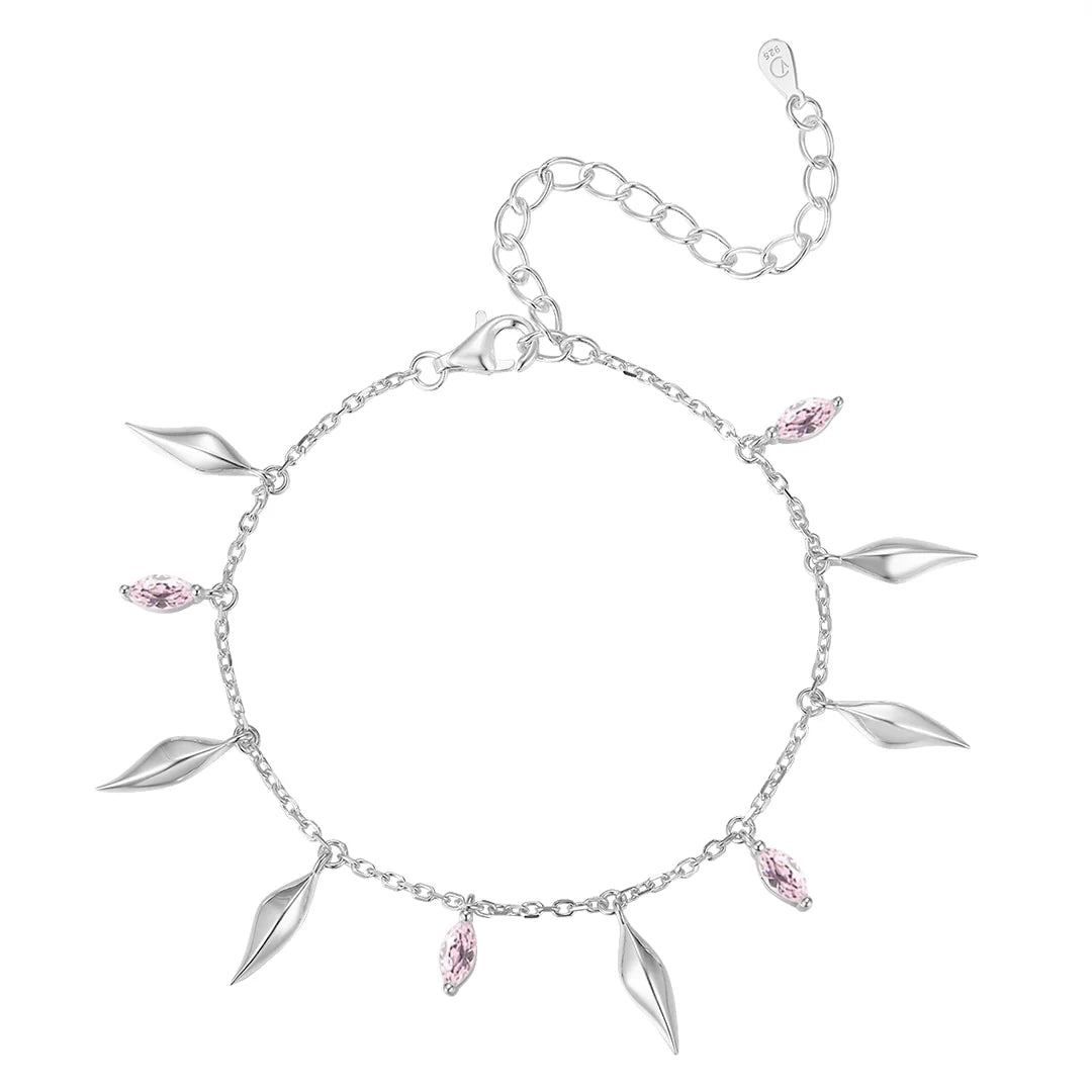 Vera Design - Cape of Feathers Divine armband - Silfur m. bleikum steinum (Copy)