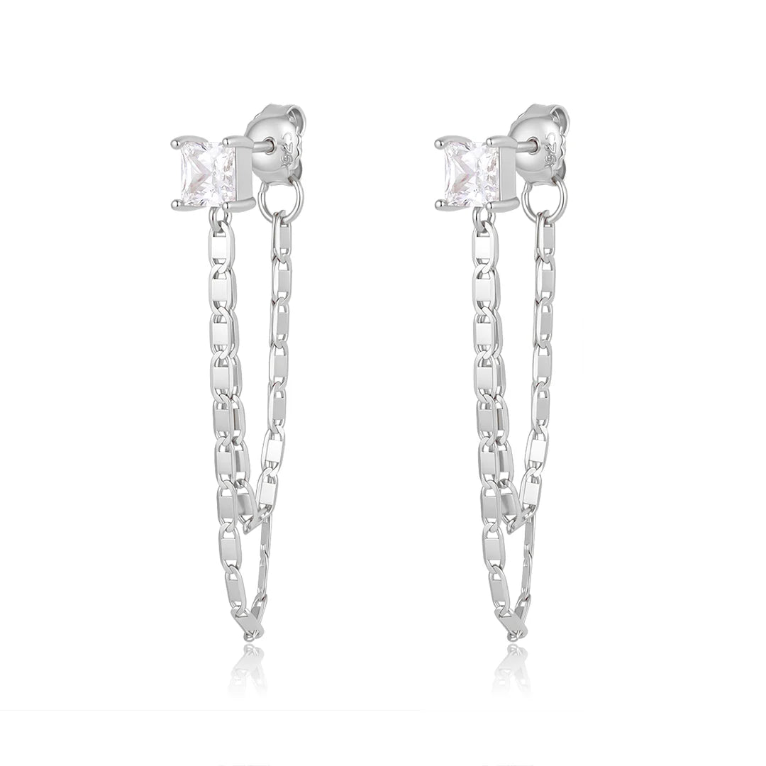 Vera Design - Björt chain hoop eyrnalokkar silfur