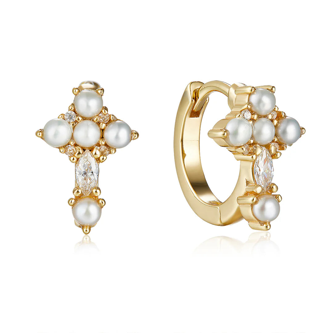 Vera Design - Cross Pearl Tiny Hoop lokkar
