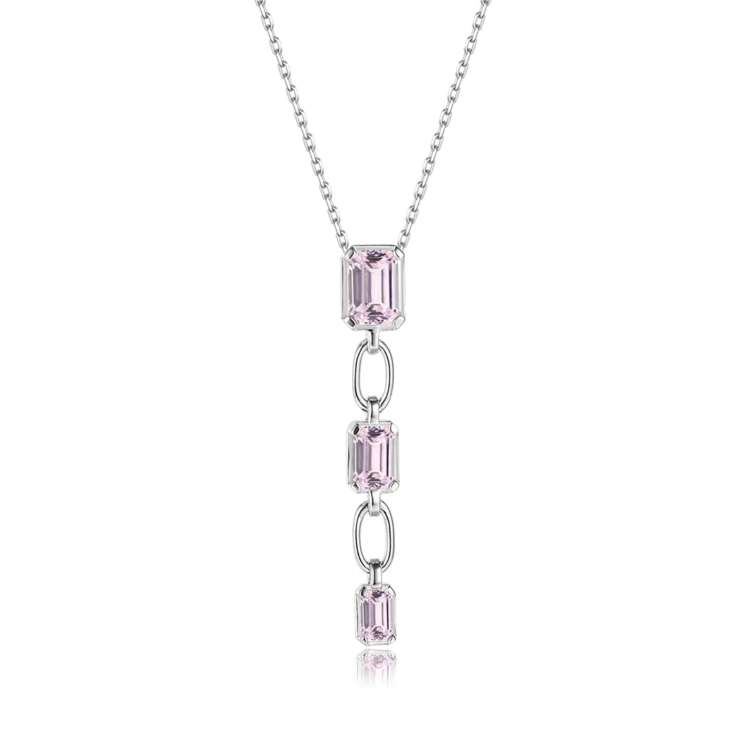 Vera Design - Crystal Hálsmen Silfur með Bleikum Steinum