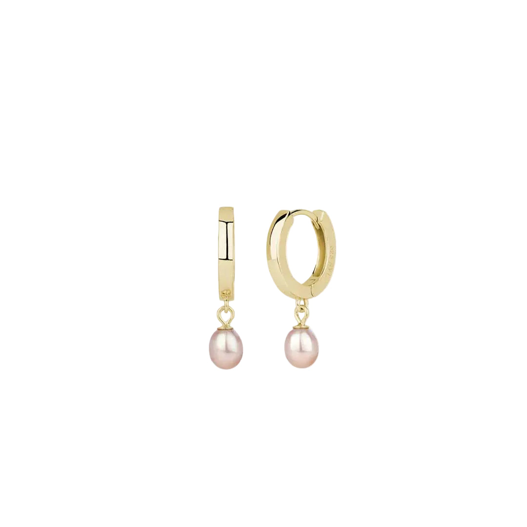 By L - Haf Pink hoops lokkar með Bleikri Perlu