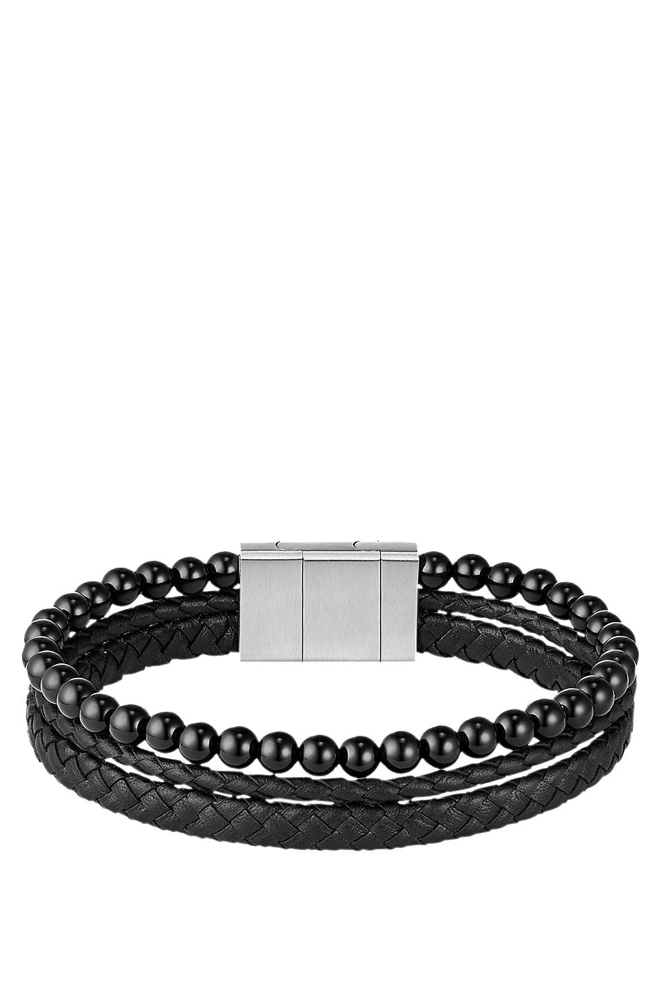 Boss leður armband svart