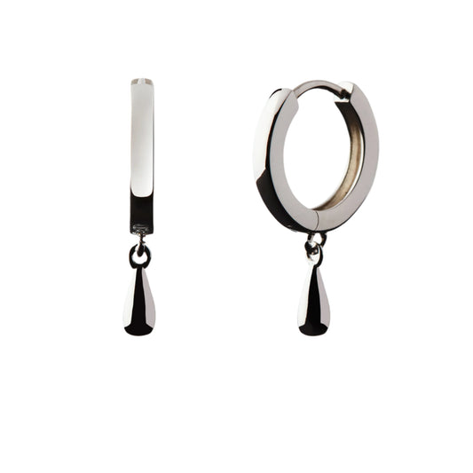 By L - Stilla Lokkar Hoops - Silfur litlir m. litlum dropa