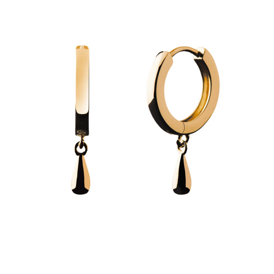 By L - Stilla Lokkar Hoops - Gylltir litlir m. litlum dropa