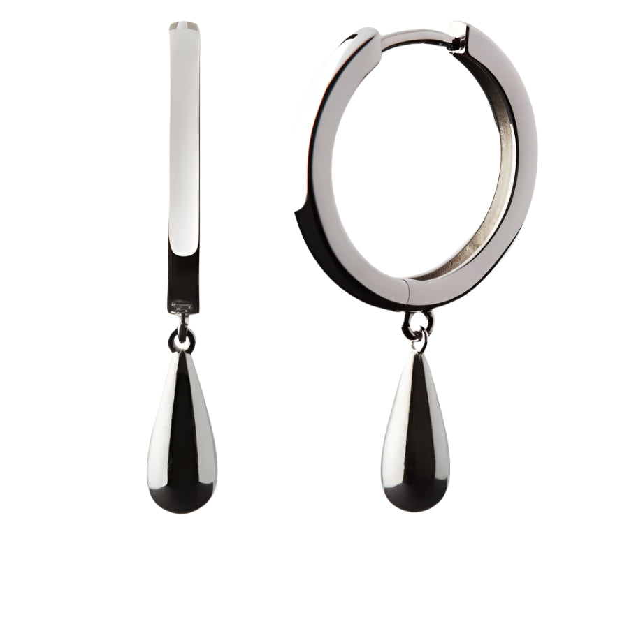 By L - Stilla Lokkar Hoops - Silfur stórir m. stórum dropa