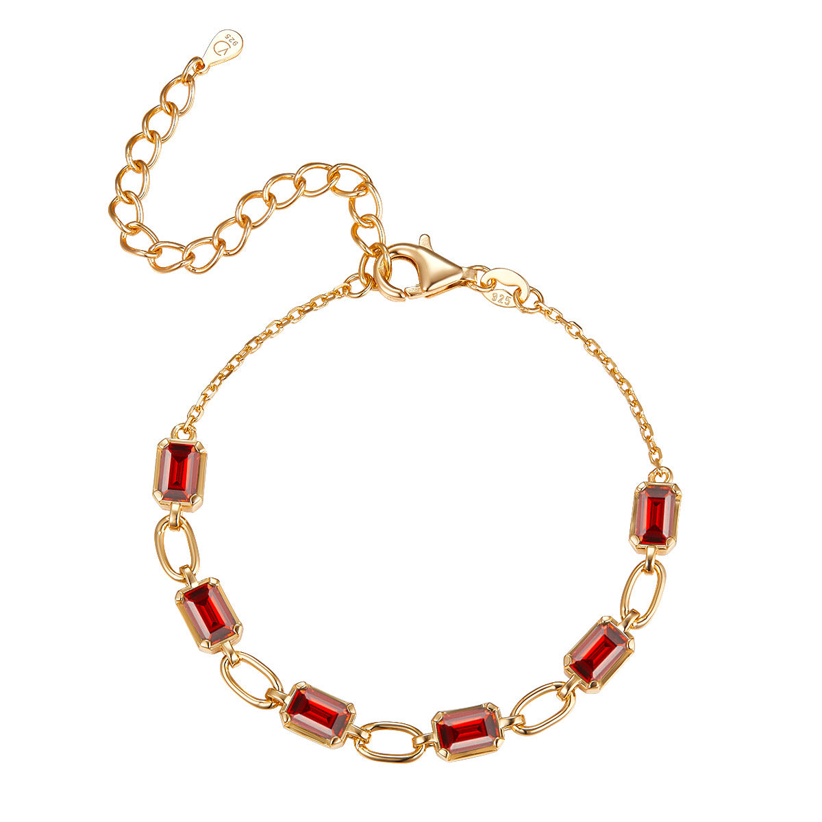 Vera Design - Crystal Armband Gyllt með Rauðum Steinum