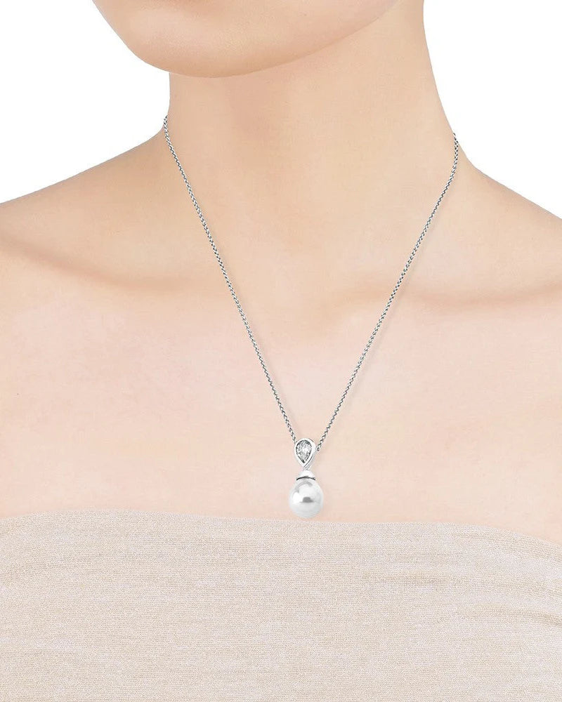 Majorica - Silfurmen með Perlu og zircon stein Selene