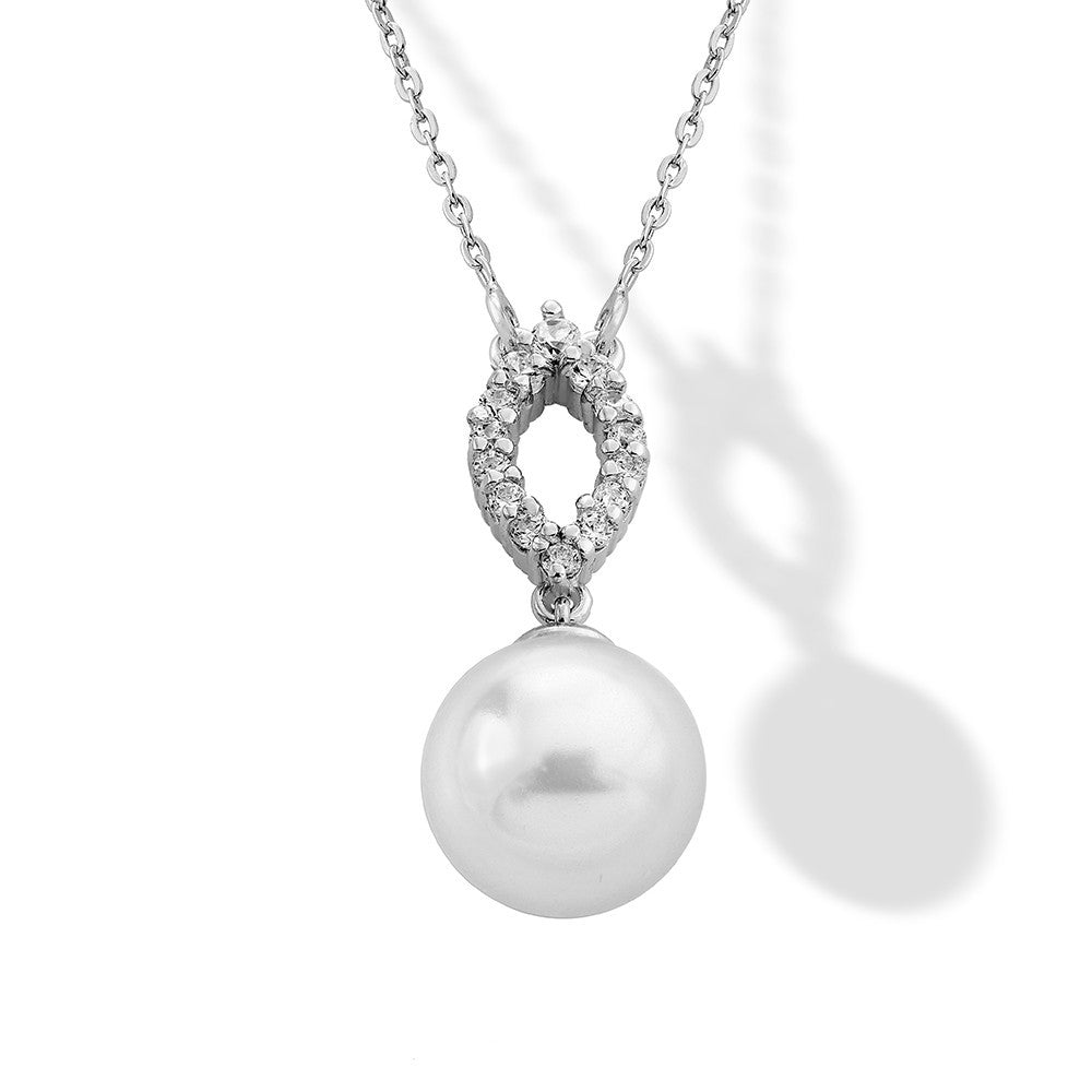 Majorica - Silfurmen með  12mm perlu og zircon steinum Lilit