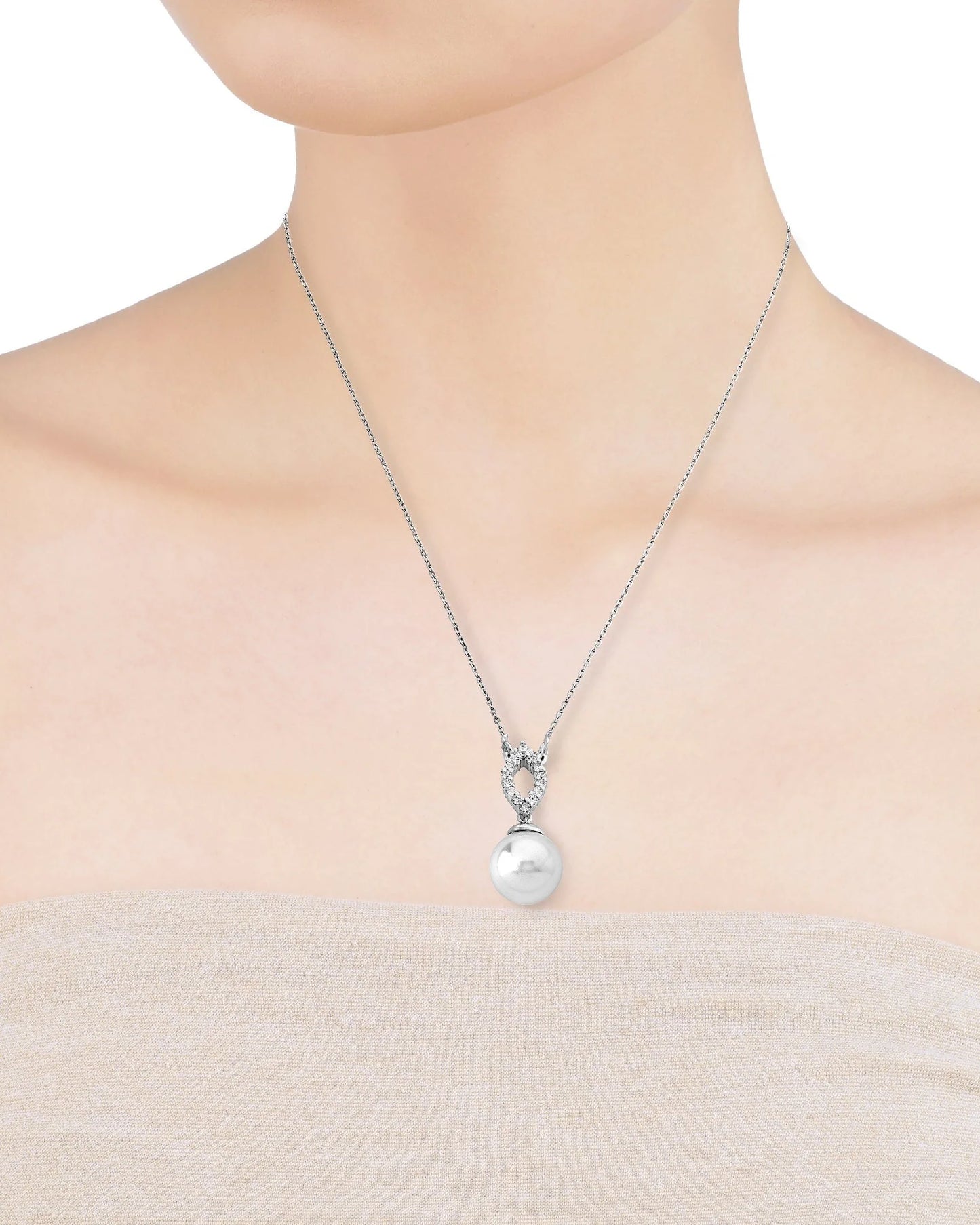 Majorica - Silfurmen með  12mm perlu og zircon steinum Lilit