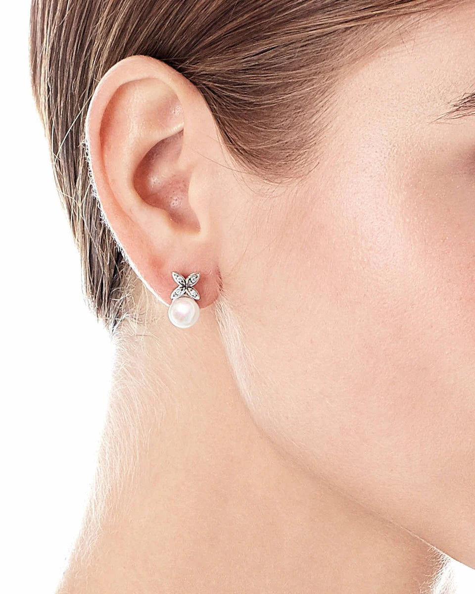 Majorica - 8mm Perlulokkar með zirconsteinum Romance