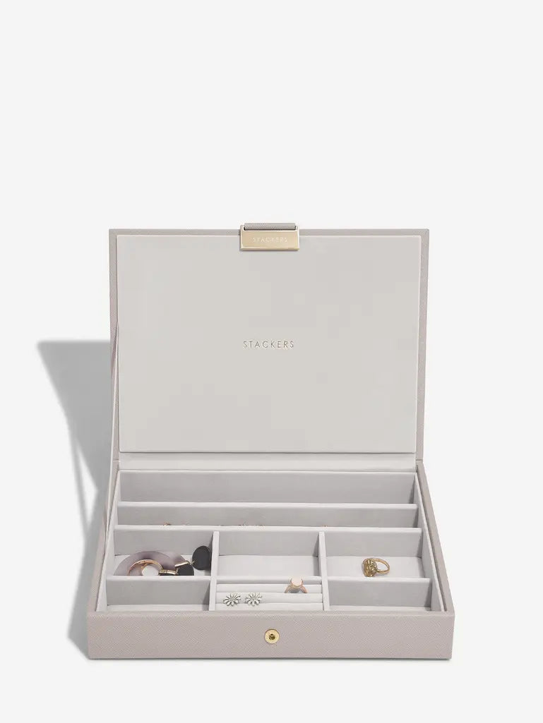 Stackers - Stórt Skartgripaskrín - Taupe Raffia