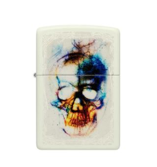 ZIPPO- Skull Print White Matte