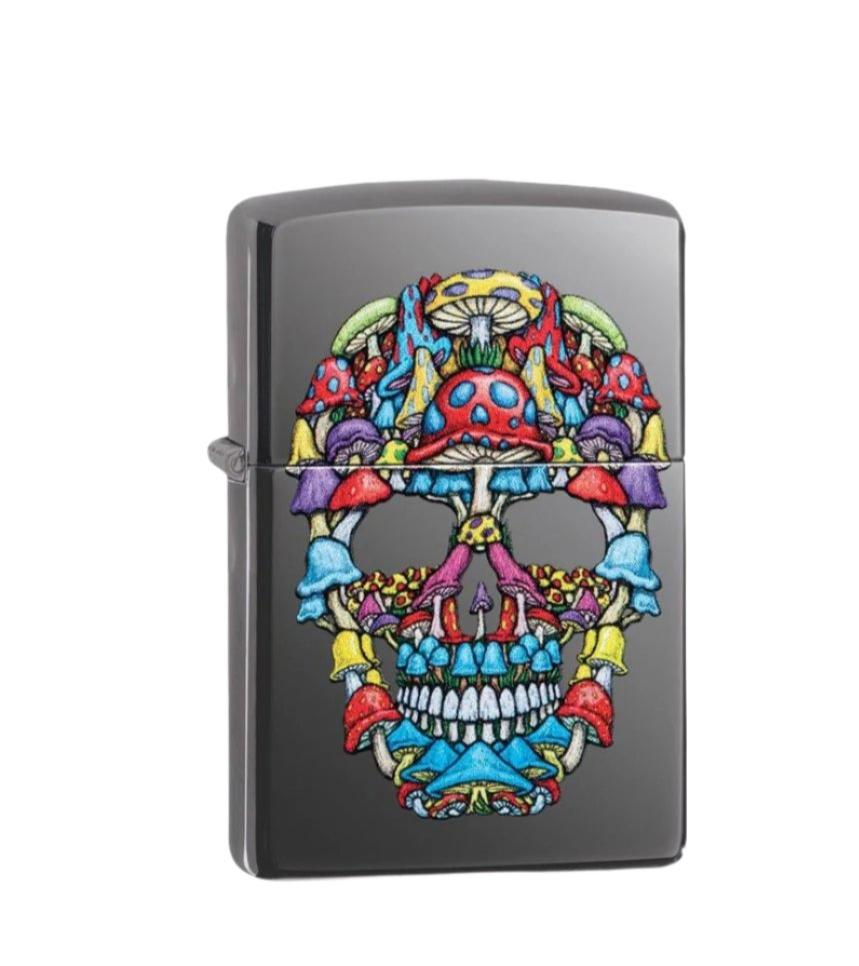 ZIPPO- Mushroom Skull Black Ice