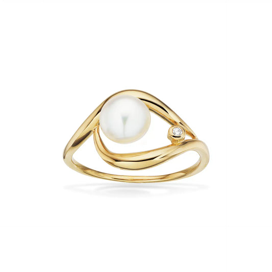 Scrouples - 8kt Gull Hringur með Perlu