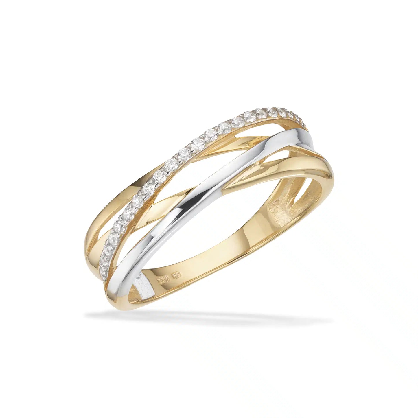 Scrouples - 8kt Gull- og Hvítagulls Hringur með zirkon steinun