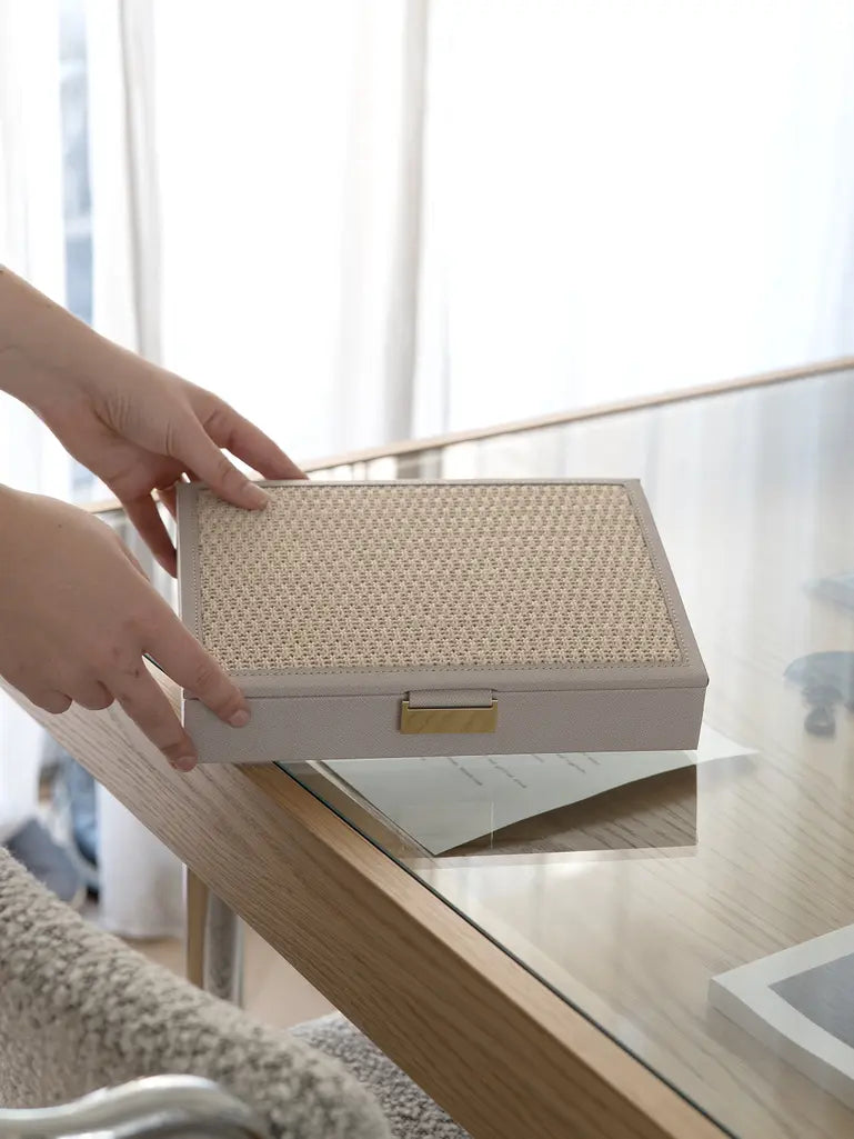 Stackers - Stórt Skartgripaskrín - Taupe Raffia