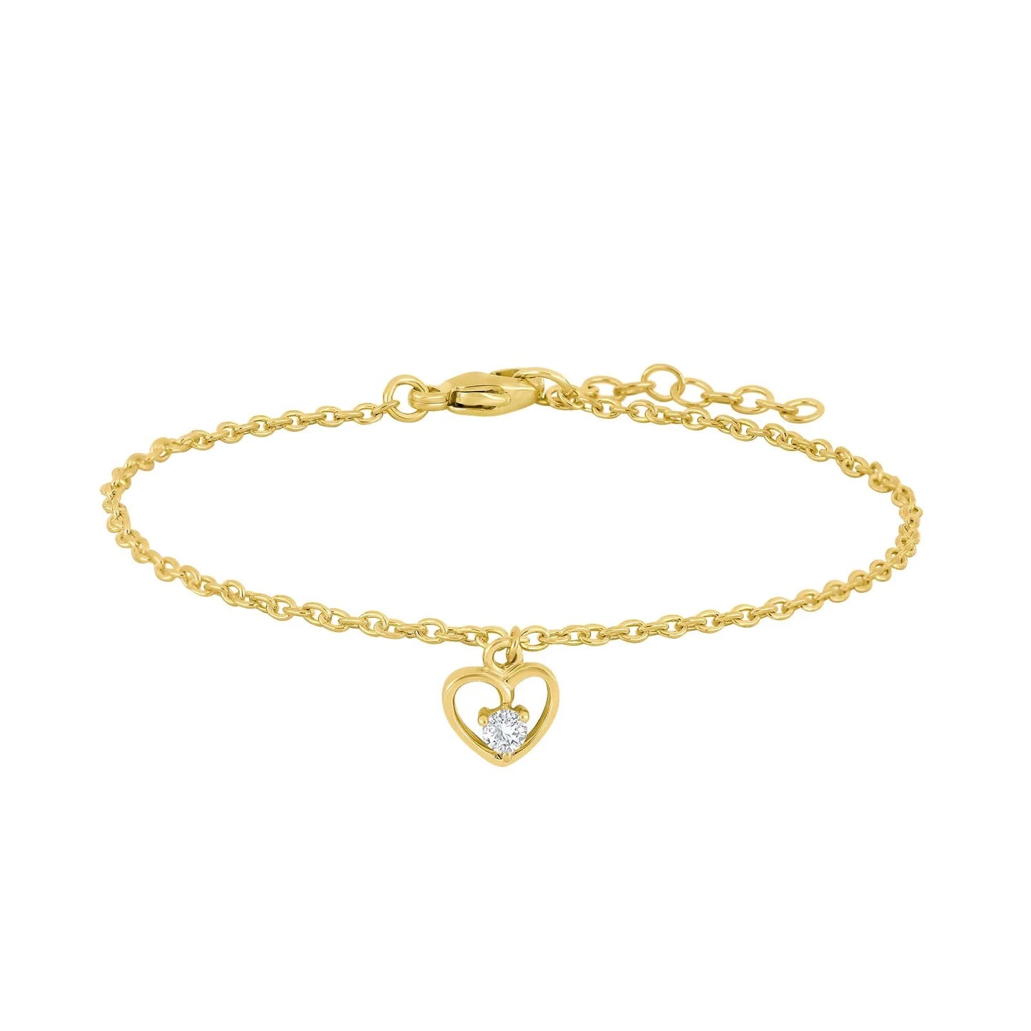 Barna armband - Hjarta m. hvítum stein - Gyllt