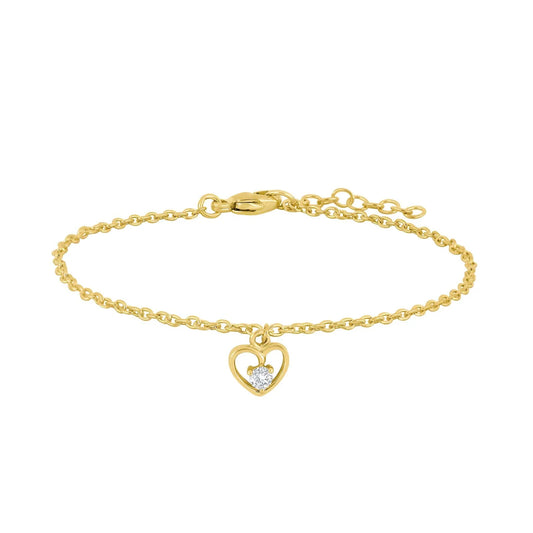 Barna armband - Hjarta m. hvítum stein - Gyllt