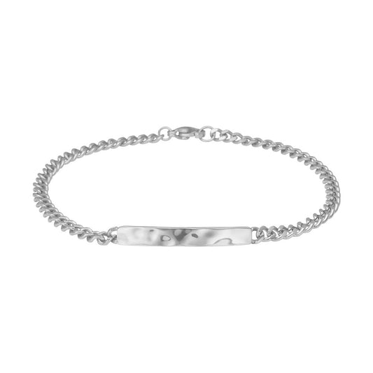 Son of Noa - Stál armband, mjótt með hamraðri plötu