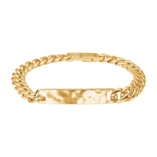 Son of Noa - Gyllt stál armband með hamraðri plötu