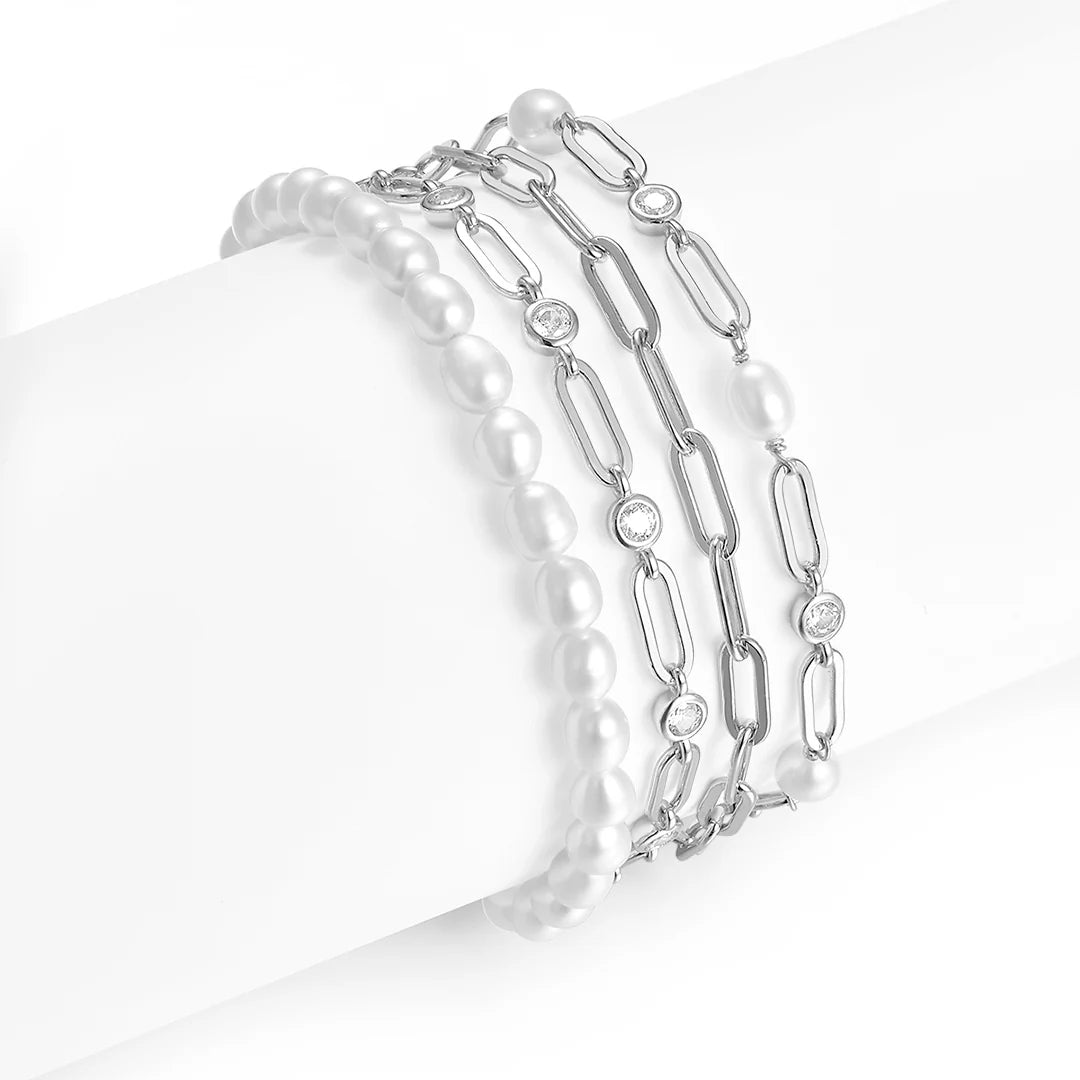 Vera Design - "Diamonds & Pearls" armband, rhodium