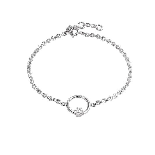 Jens - Gáru silfurarmband með 1 stein