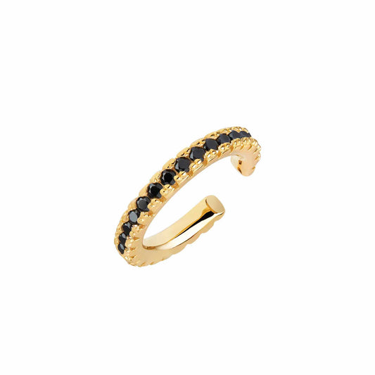 Sif Jakobs - Ellera Gylltur Ear Cuff m. svörtum steinum