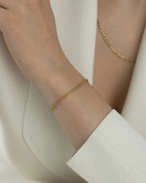 MOCKBERG - Thin Rope gyllt stál armband