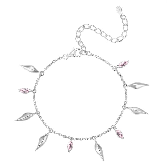 Vera Design - Cape of Feathers Divine armband - Silfur m. bleikum steinum (Copy)