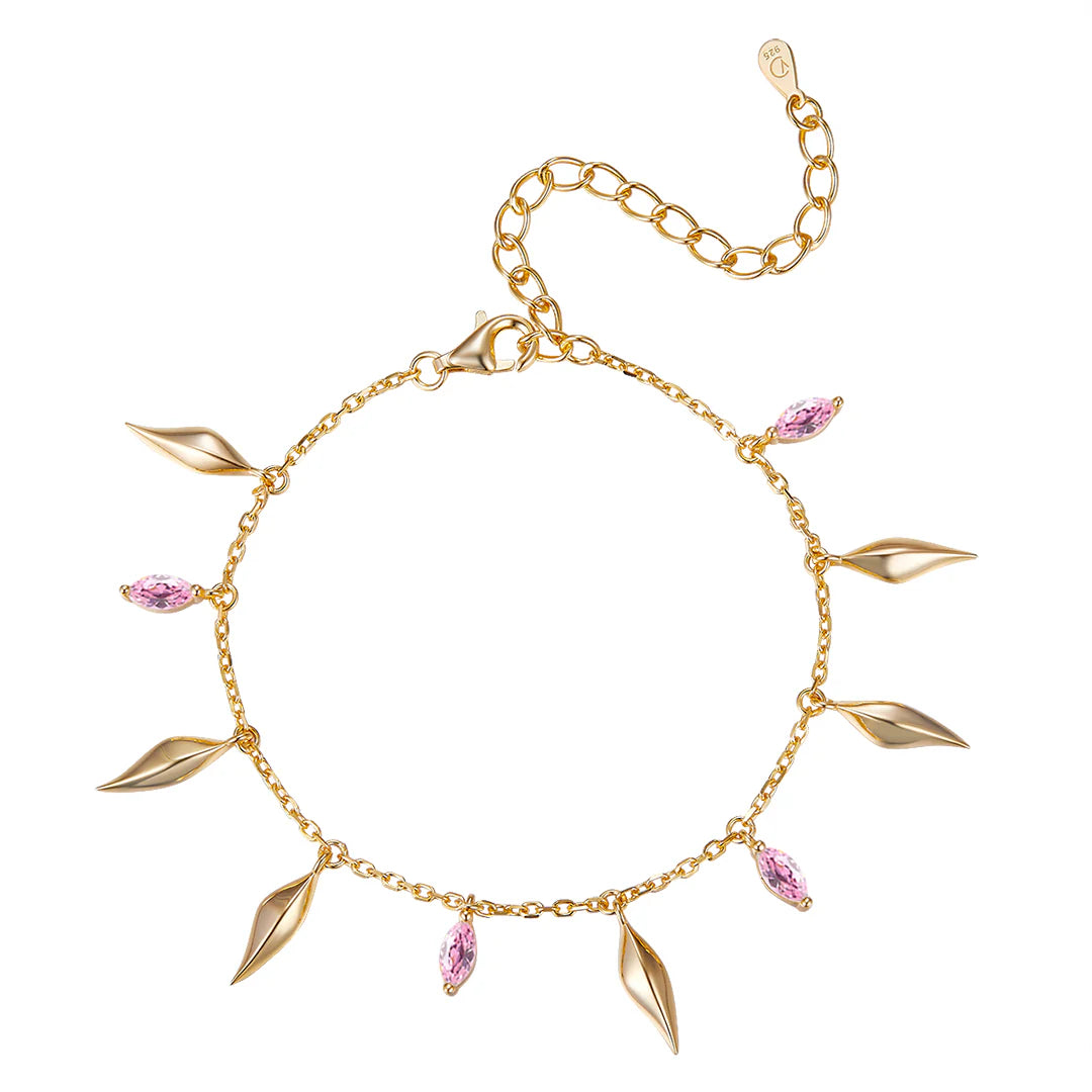 Vera Design - Cape of Feathers Divine Armband Gyllt með Bleikum