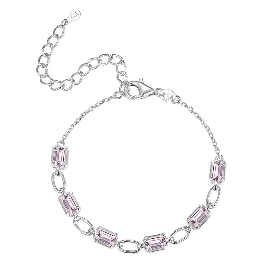 Vera Design - Crystal Armband Silfur með Bleikum Steinum