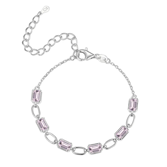 Vera Design - Crystal Armband Silfur með Bleikum Steinum