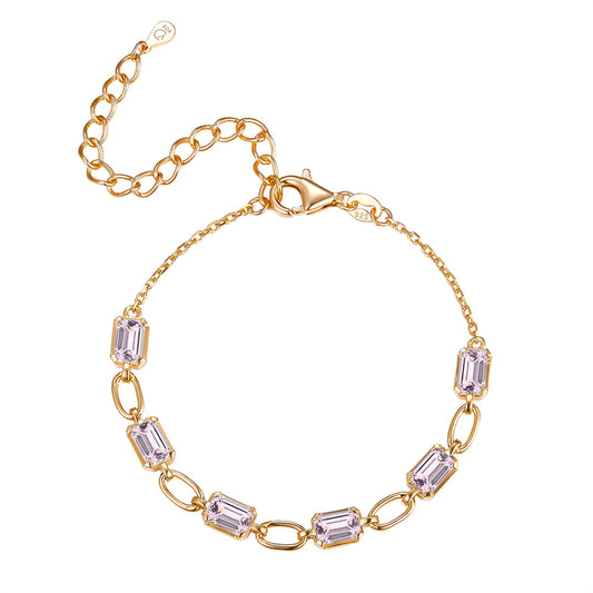 Vera Design - Crystal Armband Gyllt með bleikum steinum