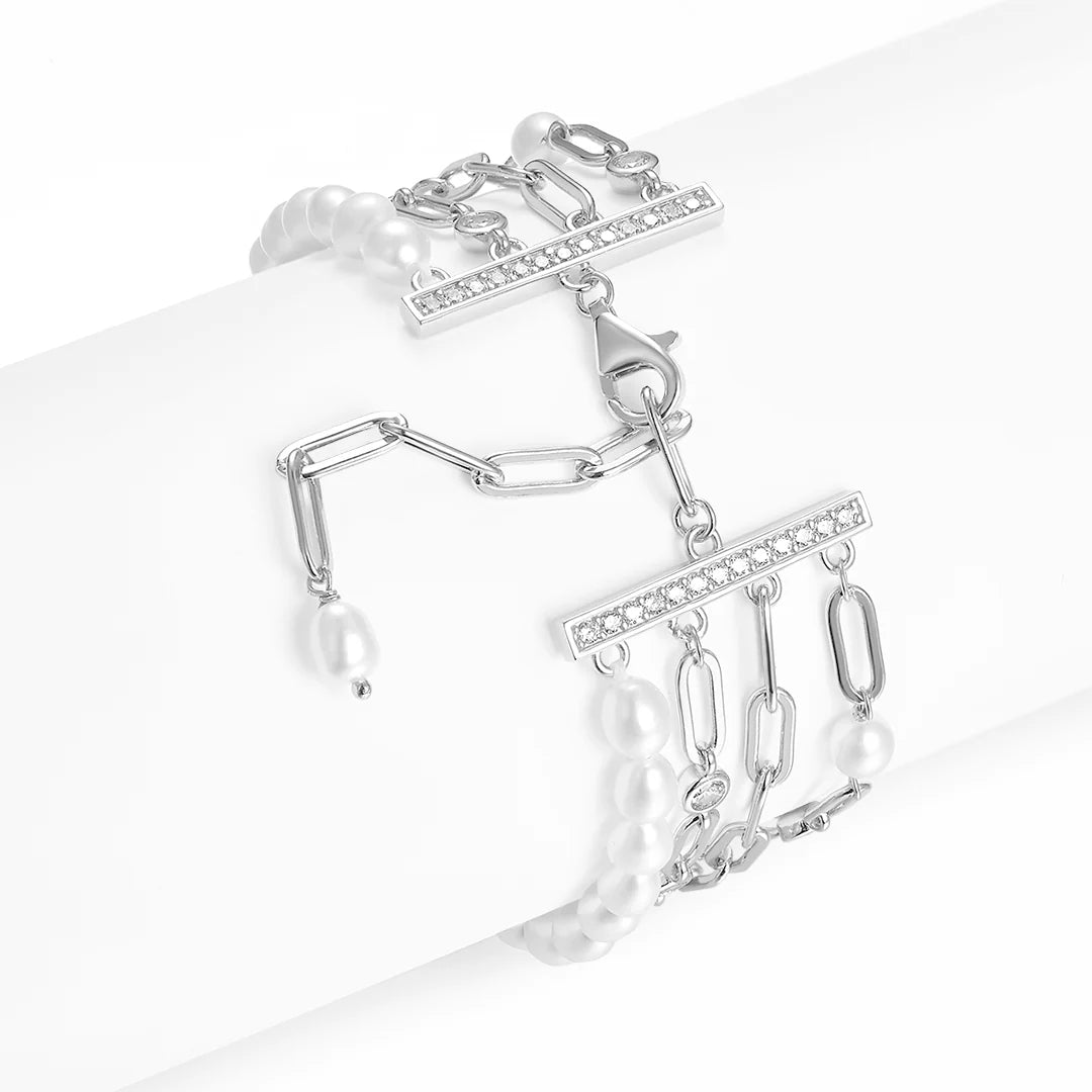 Vera Design - "Diamonds & Pearls" armband, rhodium