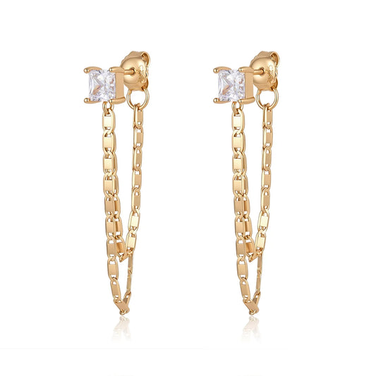 Vera Design - Björt Chain Hoop Eyrnalokkar Gyllt