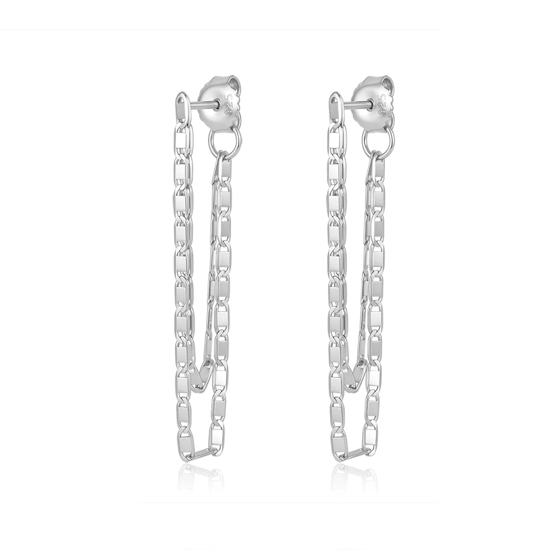 Vera Design - Björt chain hoop eyrnalokkar silfur