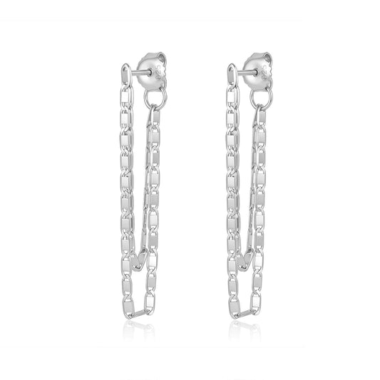 Vera Design - Björt Chain Hoop Eyrnalokkar Silfur