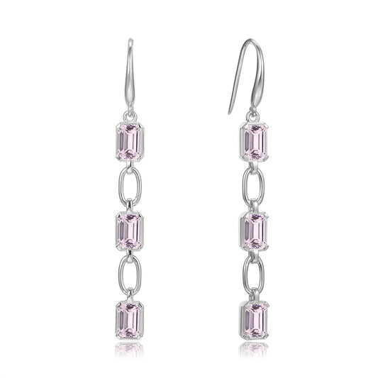 Vera Design - Crystal Eyrnalokkar Silfur með Bleikum Steinum