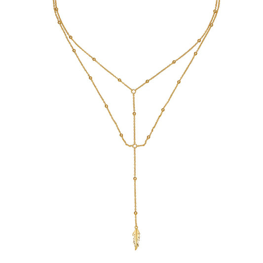 Vera Design - Hálsmen Fjöður Rosary Gyllt