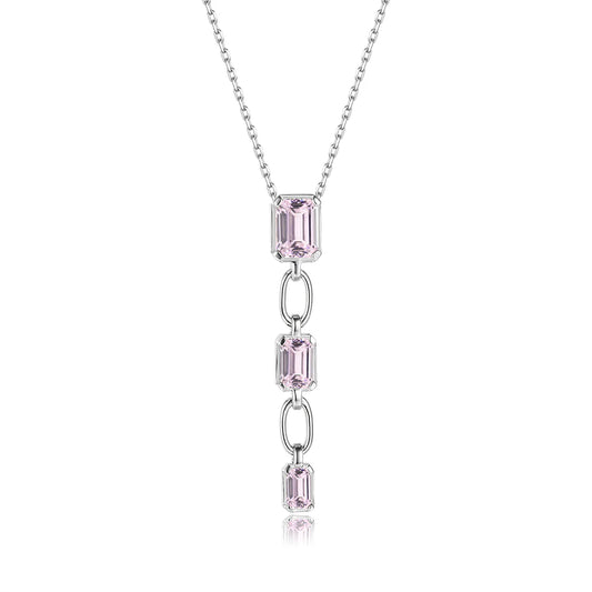 Vera Design - Crystal Hálsmen Silfur með Bleikum Steinum