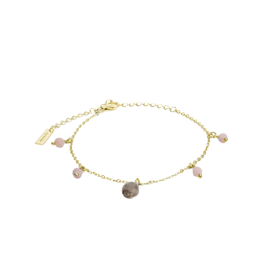 By L - Stilla armband Smoky quartz & Rose quartz