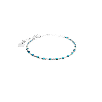 By L - Color Armband Silfur með Grænbláu