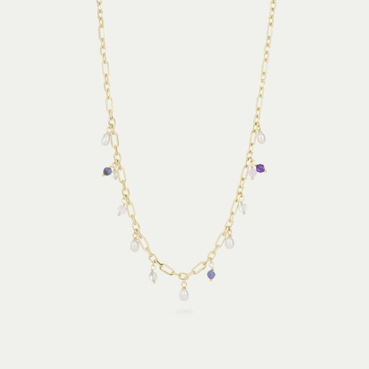 By L - Haf hálsfesti gyllt með perlum og nátturusteinum