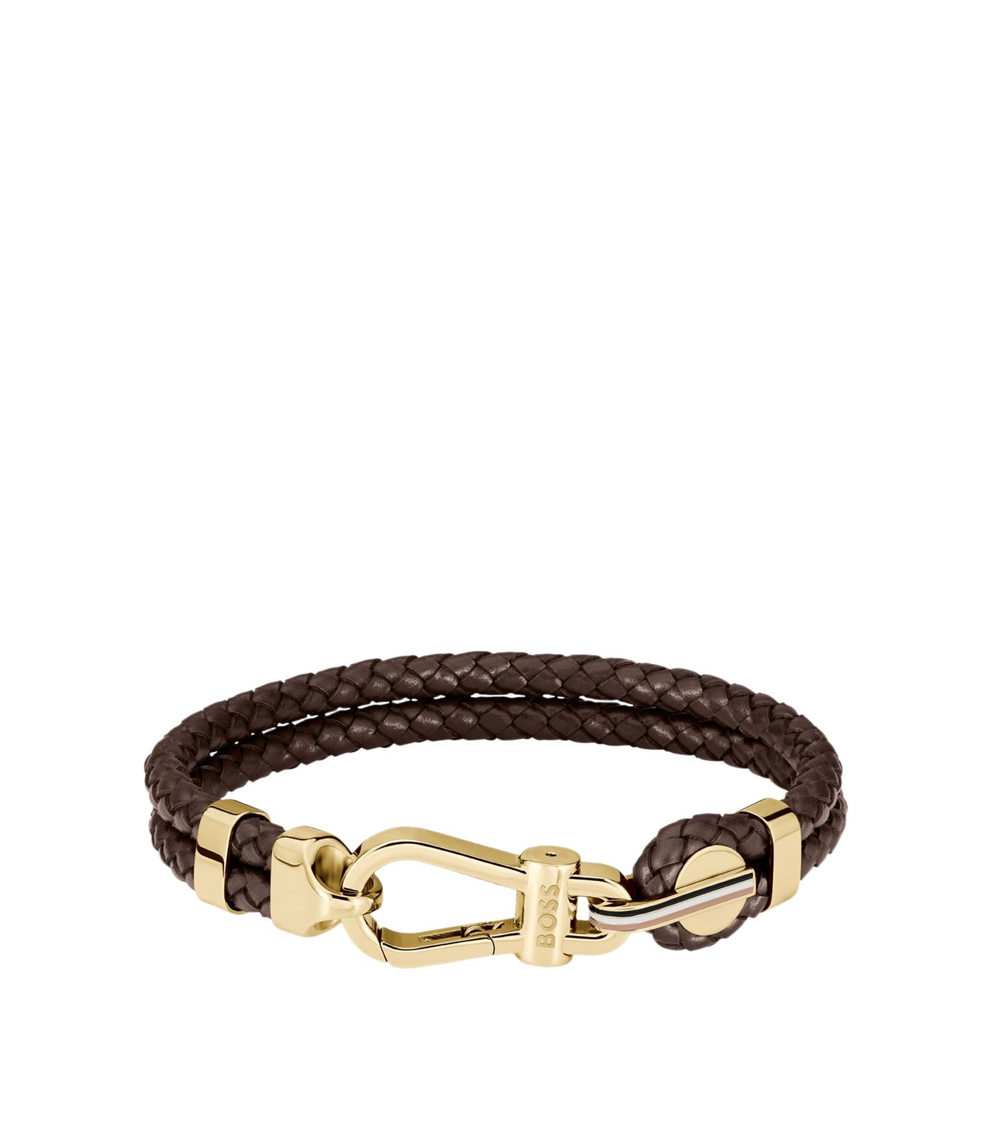 Boss leður armband með  Carabínu lás