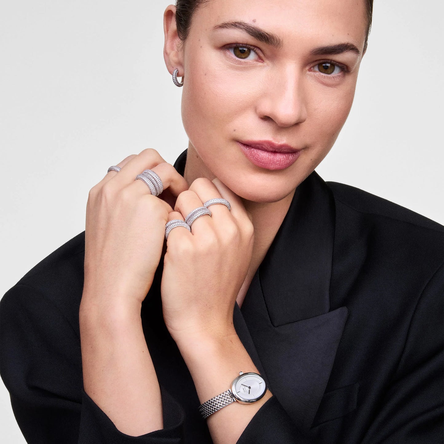 Daniel Wellington - Juliette Braided Mesh White Sunrey Silver