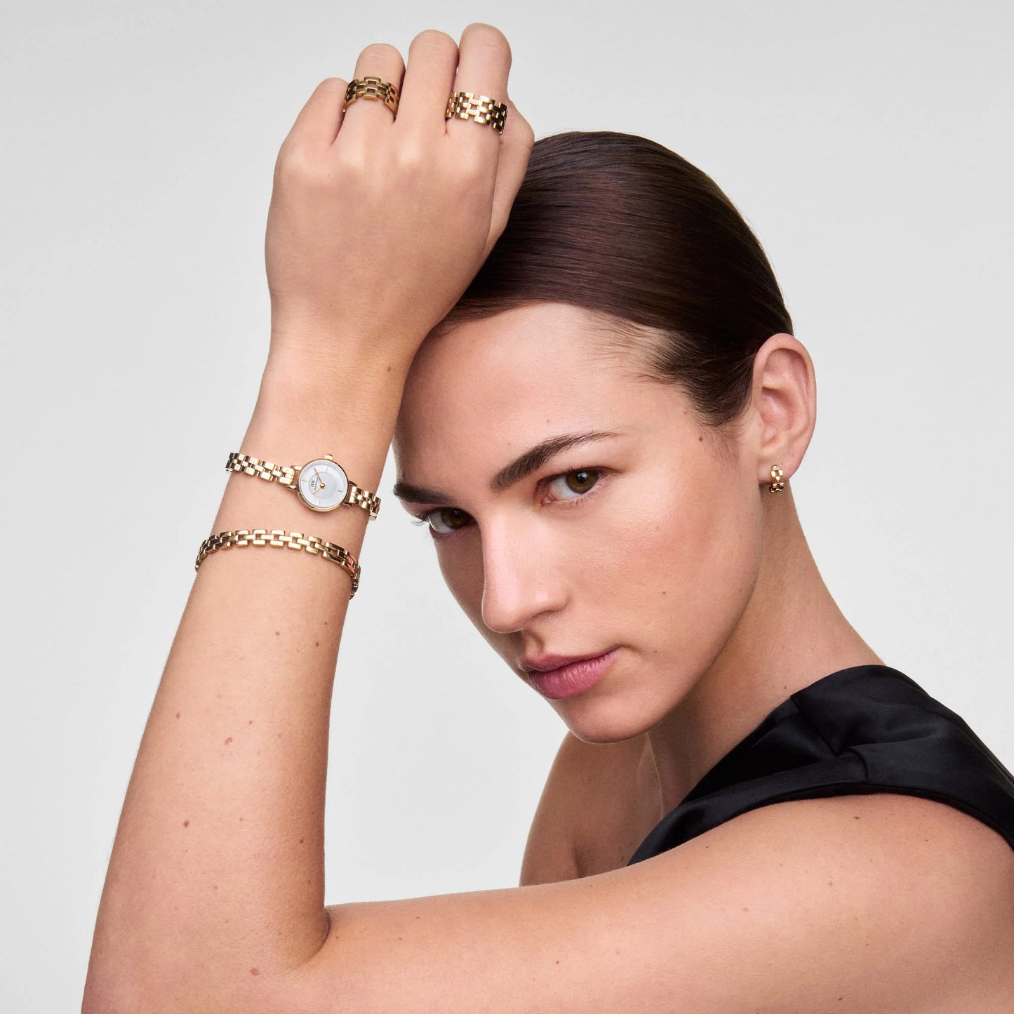 Daniel Wellington - Petite Mini Arch 3-link White Gold