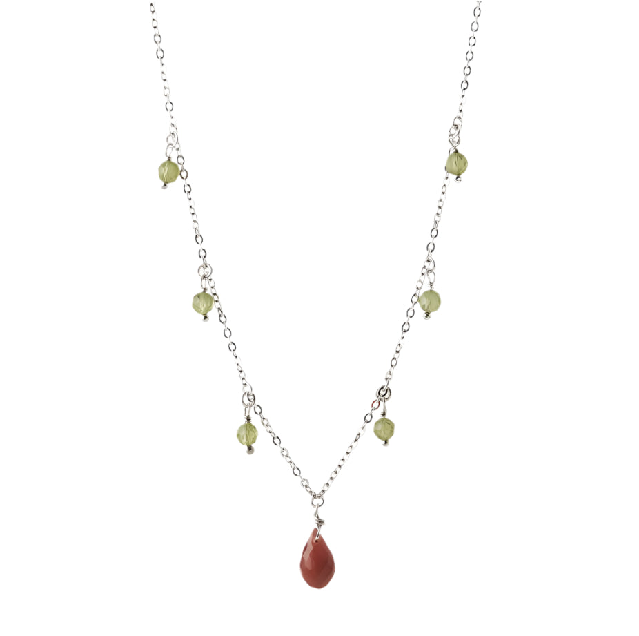 By L - Stilla hálsmen Peridot, chockolate Moonstone